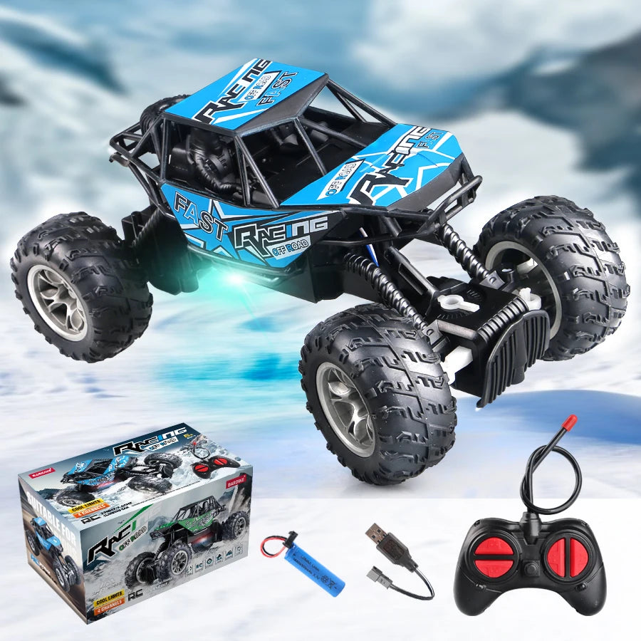 4-Way Remote Control Car with Light, Anti-Slip Rubber Tire for Outdoor, Off-Road and Climbing