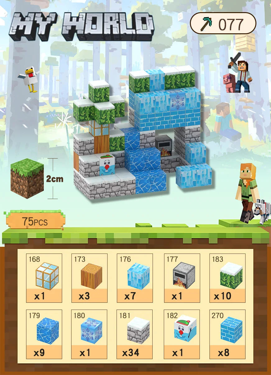 Magnetic Blocks-Build Mine, 75-110pcs