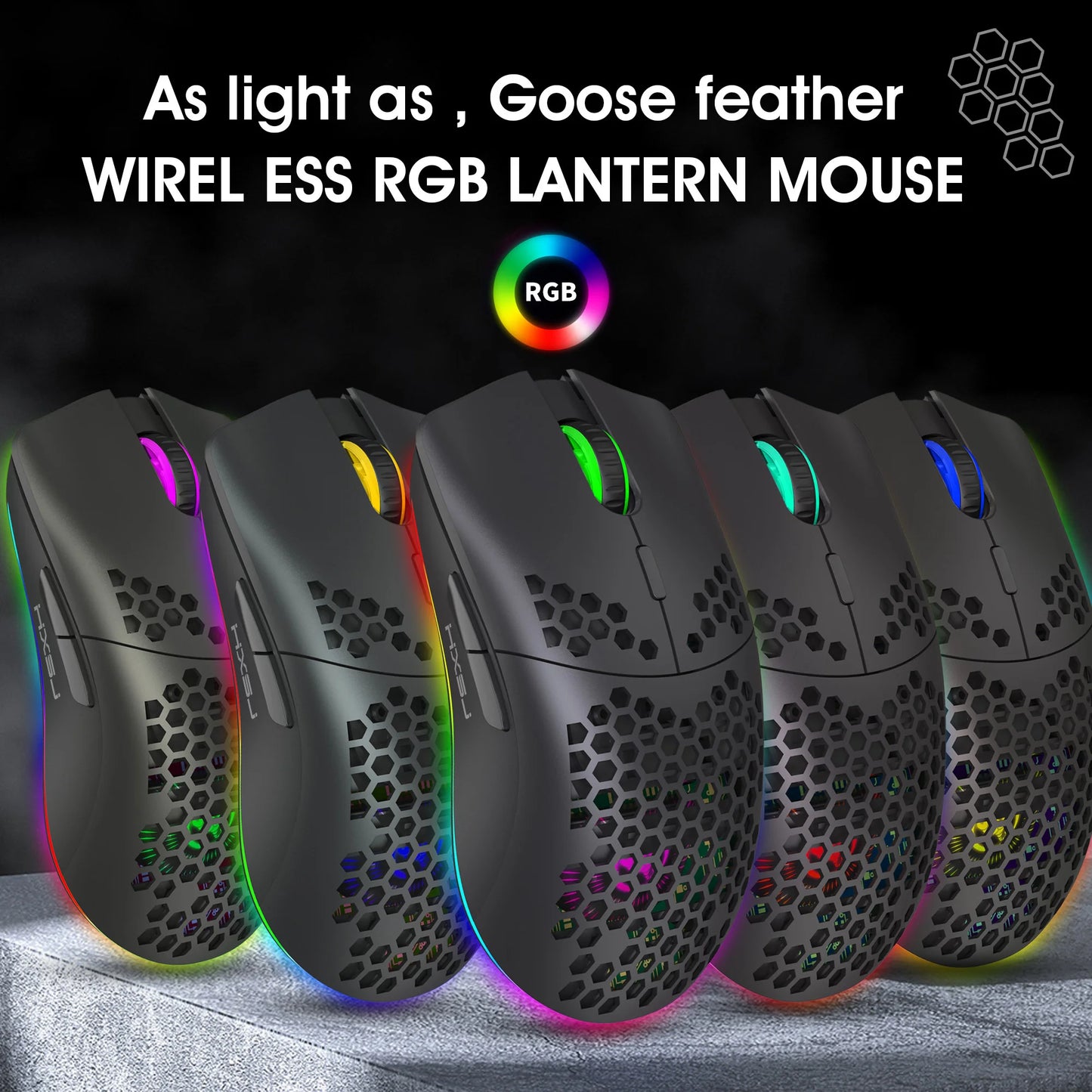 Ultralight Honeycomb RGB Wireless Mouse