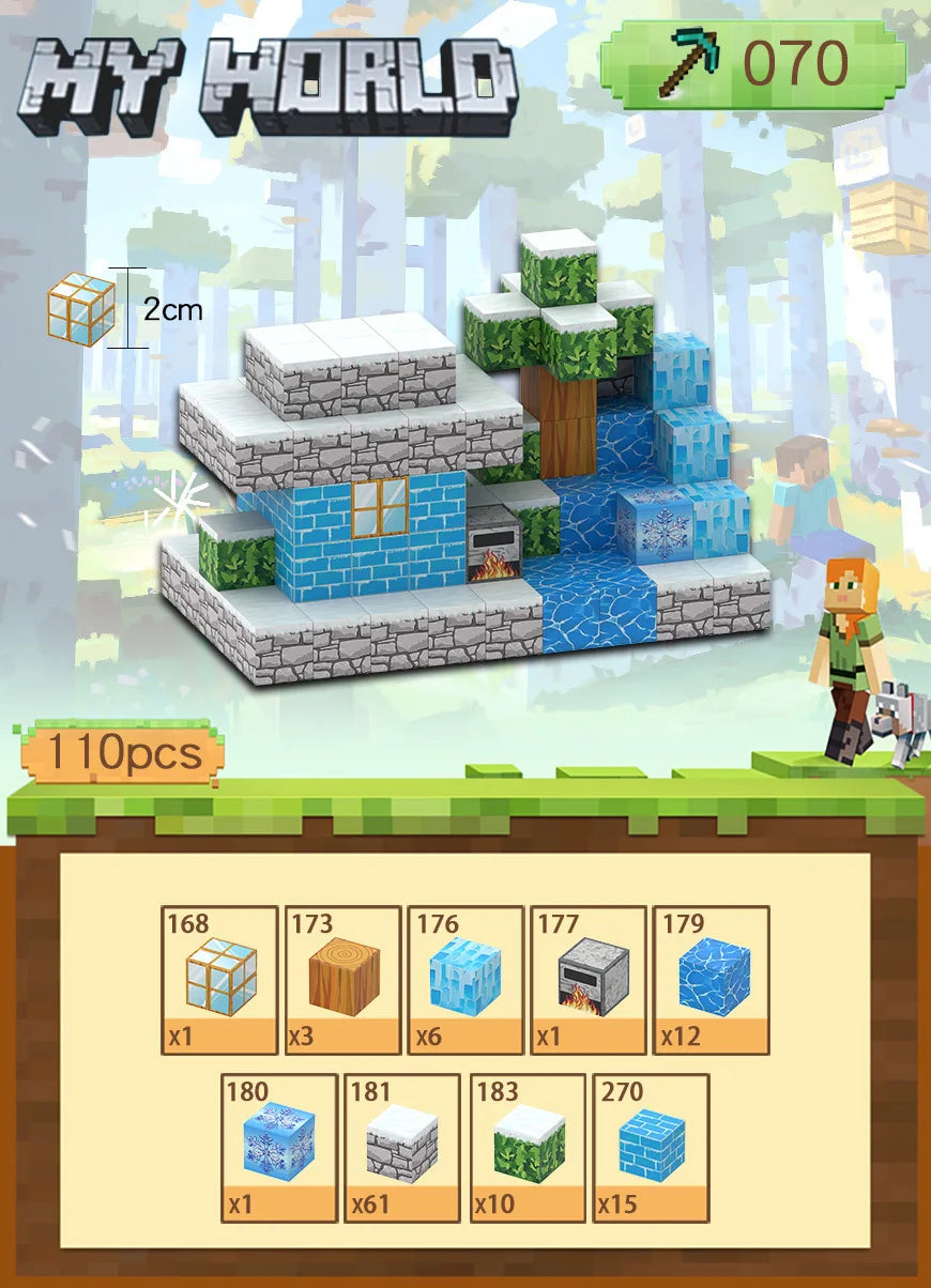Magnetic Blocks-Build Mine, 75-110pcs