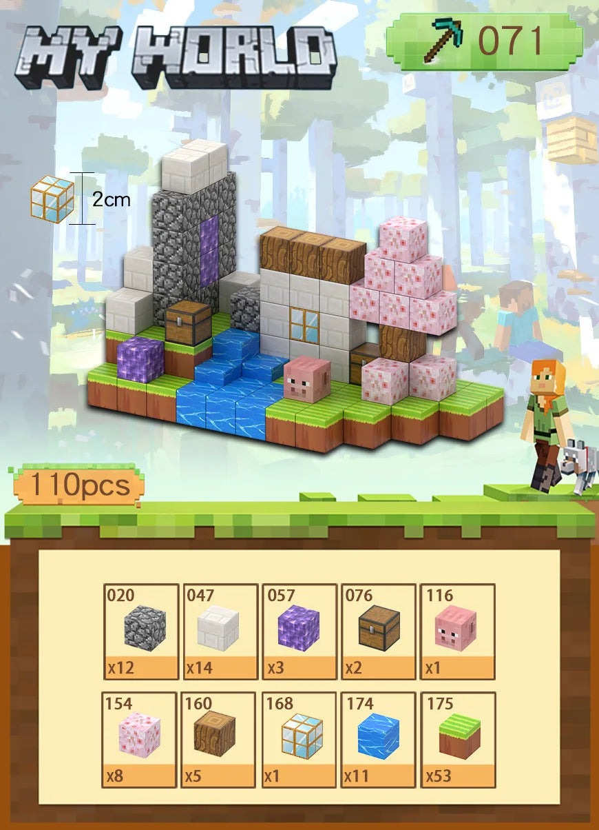 Magnetic Blocks-Build Mine, 75-110pcs