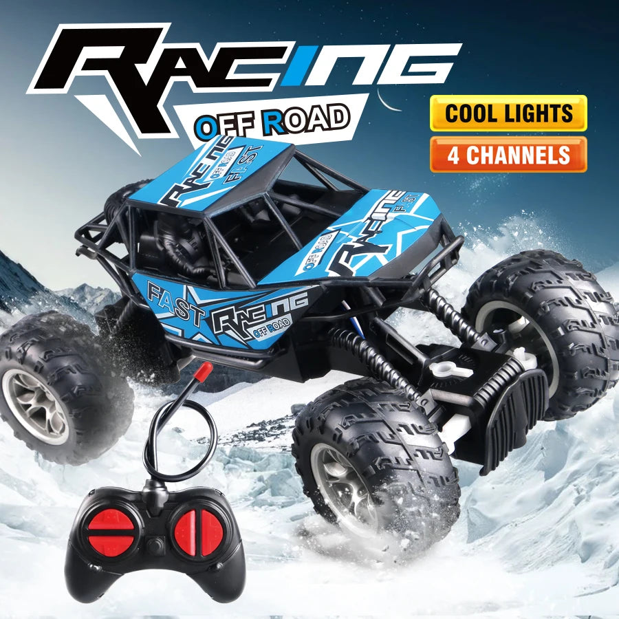 4-Way Remote Control Car with Light, Anti-Slip Rubber Tire for Outdoor, Off-Road and Climbing