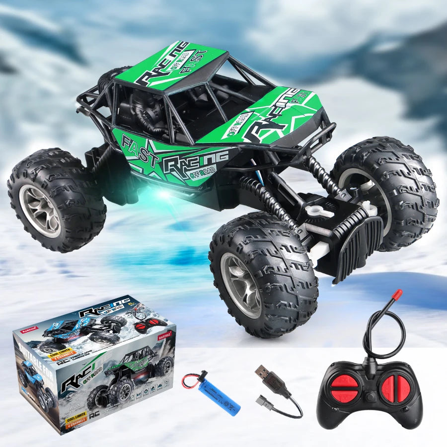4-Way Remote Control Car with Light, Anti-Slip Rubber Tire for Outdoor, Off-Road and Climbing