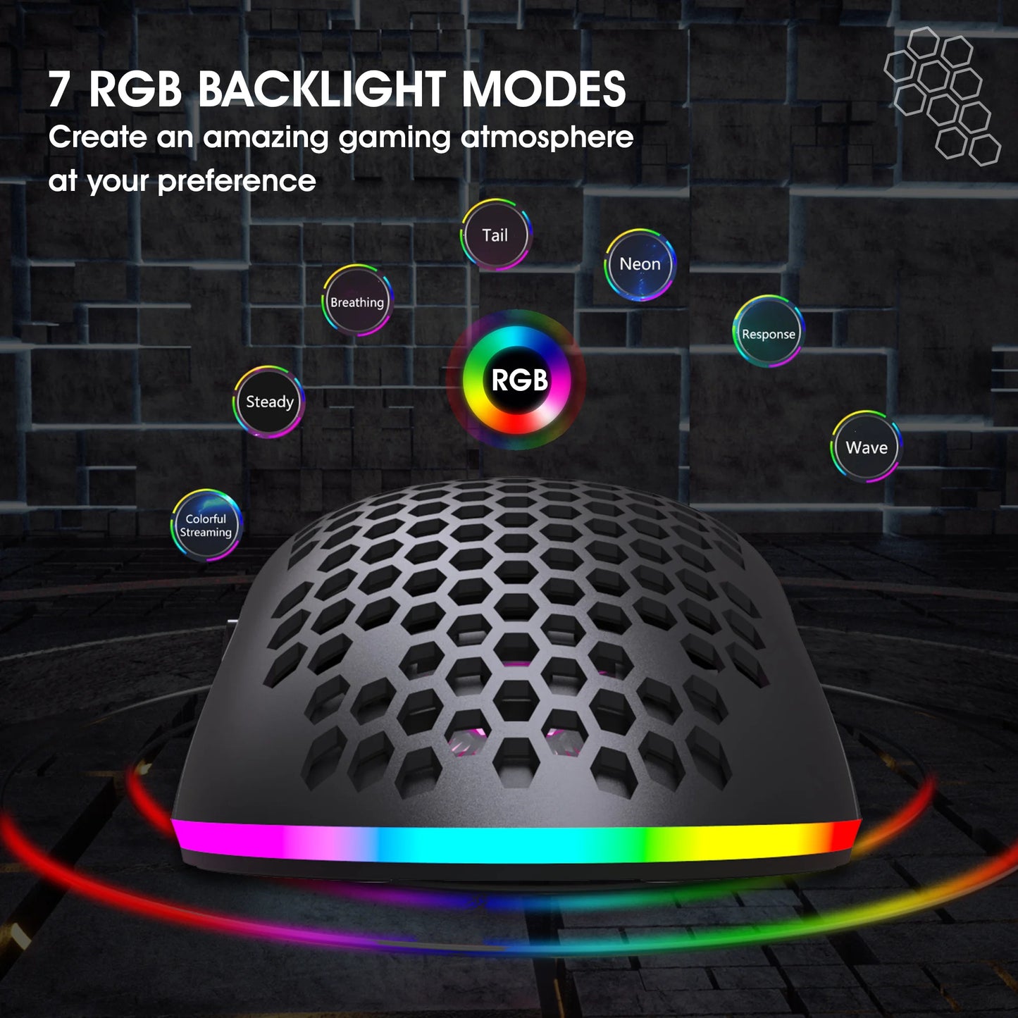 Ultralight Honeycomb RGB Wireless Mouse