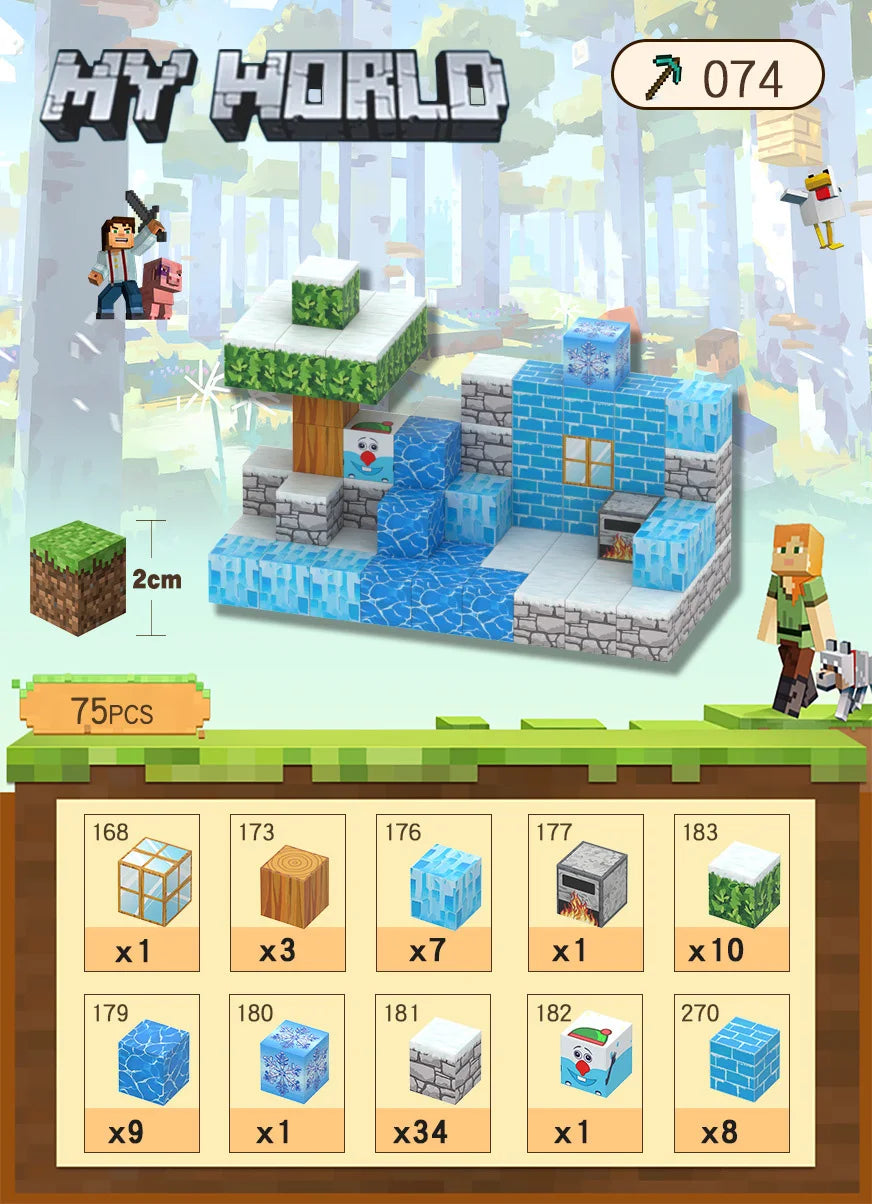 Magnetic Blocks-Build Mine, 75-110pcs