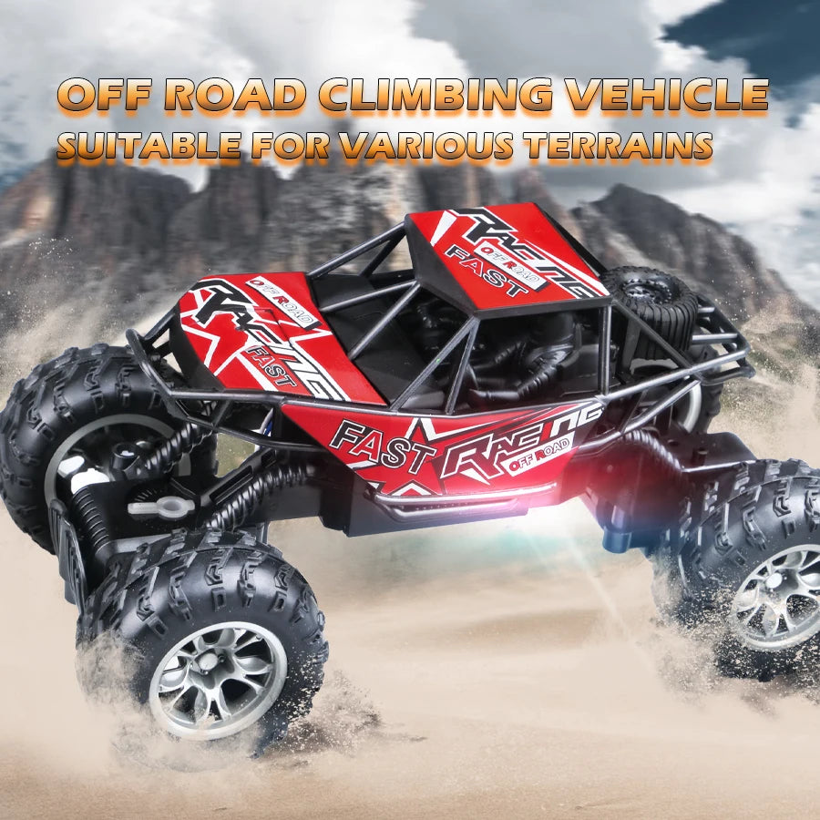 4-Way Remote Control Car with Light, Anti-Slip Rubber Tire for Outdoor, Off-Road and Climbing