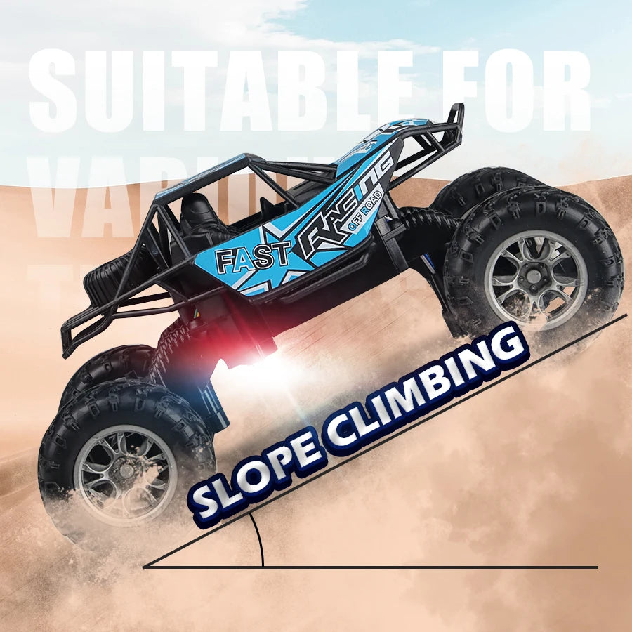 4-Way Remote Control Car with Light, Anti-Slip Rubber Tire for Outdoor, Off-Road and Climbing
